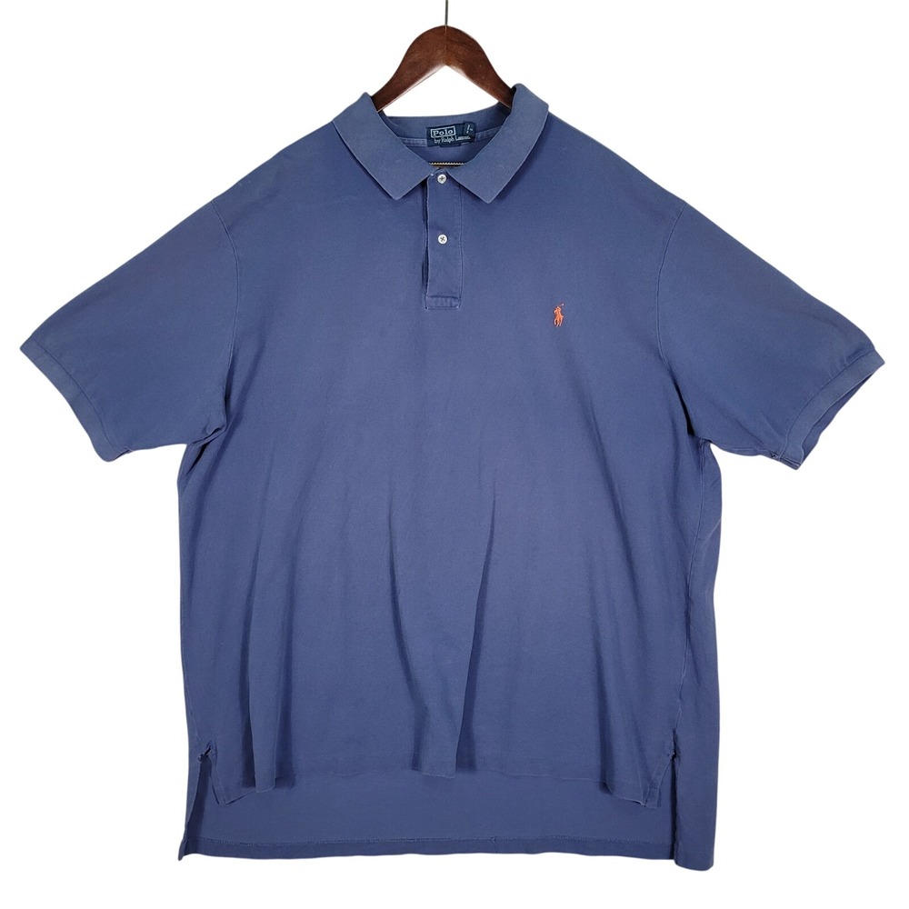 Polo Ralph Lauren Shirt Men‎ 3XLT Navy Blue Short Sleeve Pony Golf Cotton Casual